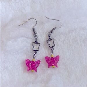 Pink Butterfly Earrings